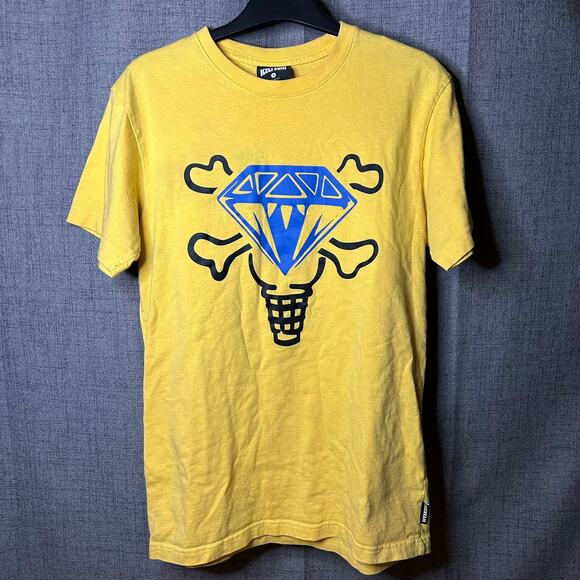 Ice Cream BBC Shirt S Yellow Blue Pharrell Diamond Bones Designer Streetwear - Picture 1 of 6